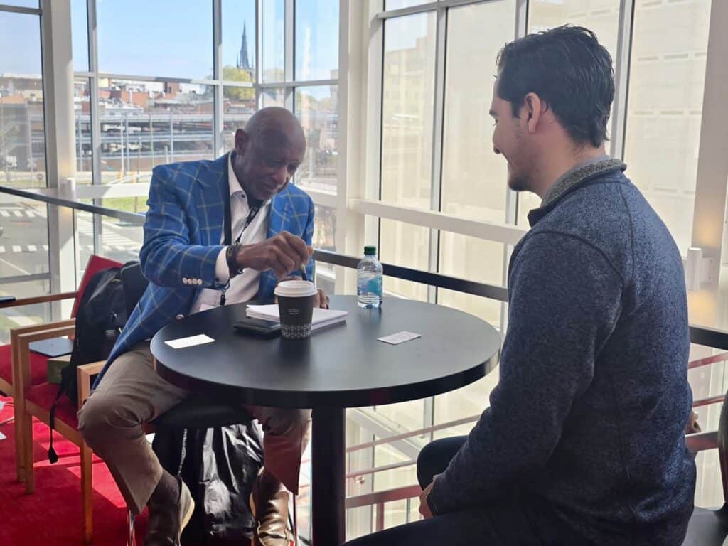 Jim Stallings Meets with a Founder at the Venture Connect Southeast Capital Summit in Raleigh, NC.