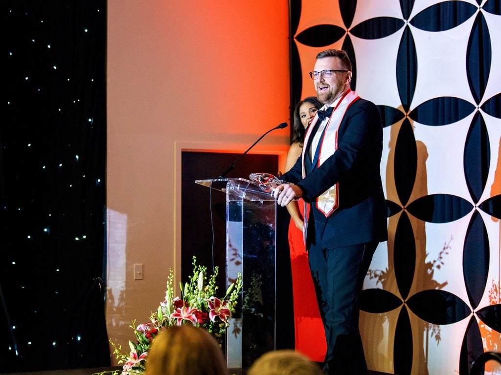 Andrew Rush Named PS27 Entrepreneur of the Year Gives Acceptance Speech